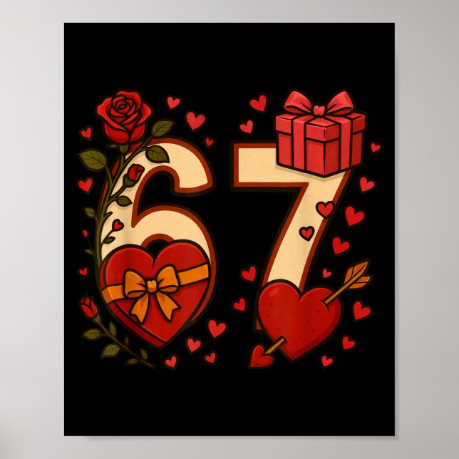 Poster Valentine 67 Meme Six Seven Funny Gen Alpha  (Devant)