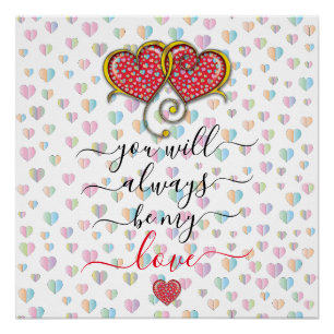 Poster Valentine Élégant Coeurs Interverrouillés Design