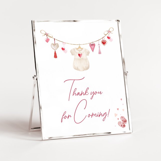 Poster Valentine Merci amoureux pour venir (A Little Sweetheart Valentine Baby Shower Thank You for Coming Sign)