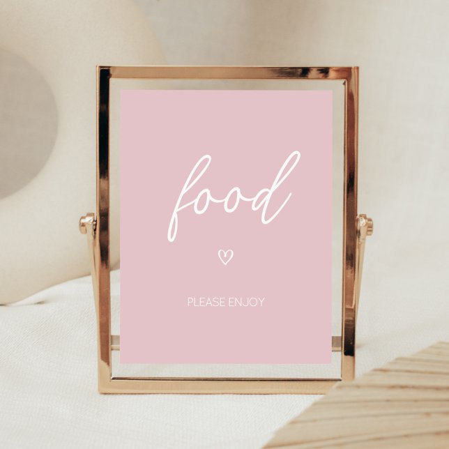 Poster Valentine Minimalist Heart Food (Pink A Little Sweetheart Baby Shower Food Sign)