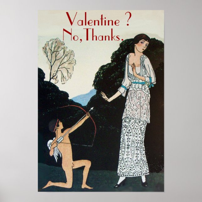 POSTER VALENTINE ? NON, MERCI / RÉTRO ANTI SAINT-VALENTIN (Devant)