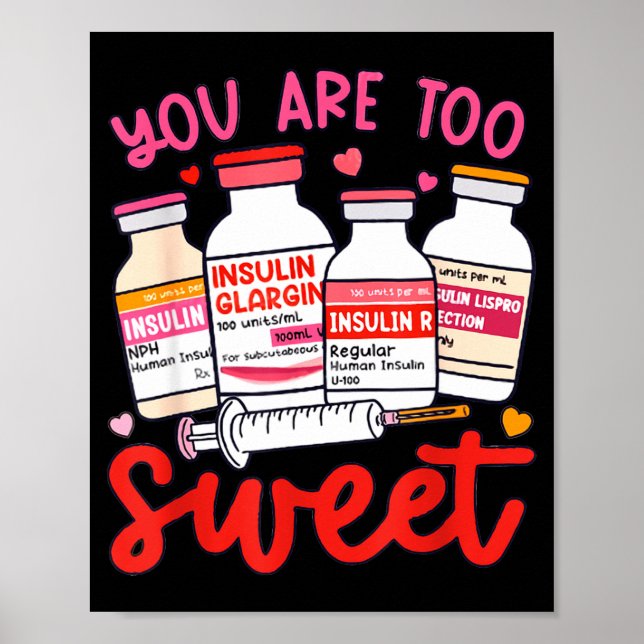 Poster Valentine Pharmacist Diabetic Nurse Insulin Diabet (Devant)