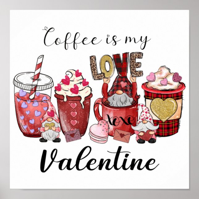 Poster Valentines au café | Cadeau Valentine | Vacances (Devant)