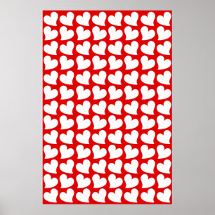 POSTER VALENTINES COEURS ROUGE ET BLANC VALENTINE