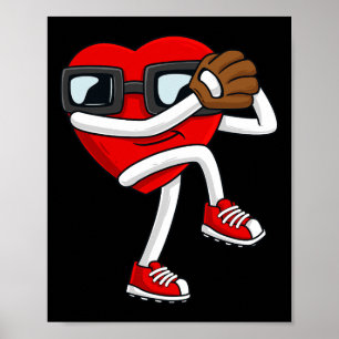 Poster Valentines Day Heart Baseball Pitcher Fun Boys Gir