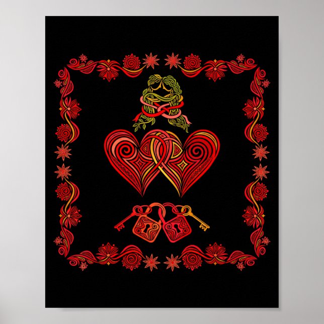 Poster Valentines Day Matching Couple Heart Pajamas Men W (Devant)