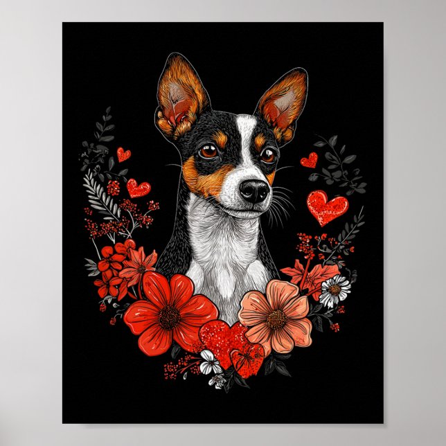Poster Valentine's Day Rat Terrier Dog  (Devant)