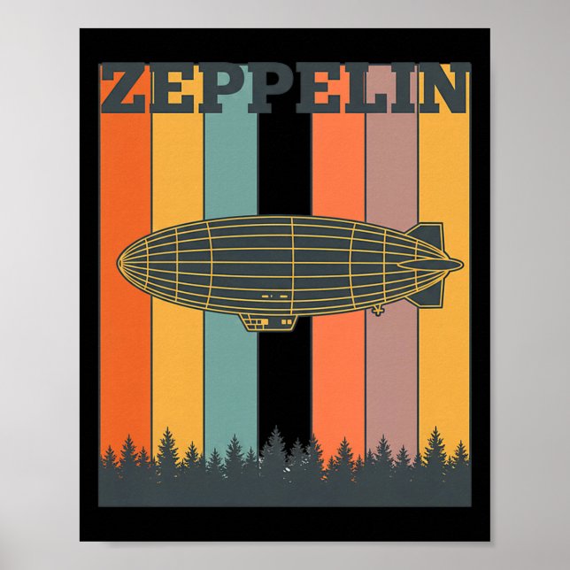 Poster Valentine's Day Retro Zeppelin Vintage Airship 70s (Devant)