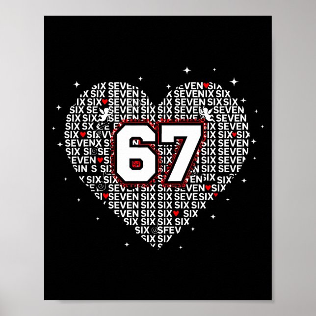 Poster Valentines Day Six Seven 67 Meme 6 7 Heart Boys Gi (Devant)