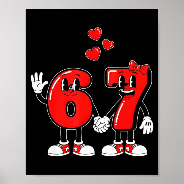 Poster Valentine's Day Six Seven Hearts 6 7 Meme Gen Alph (Devant)