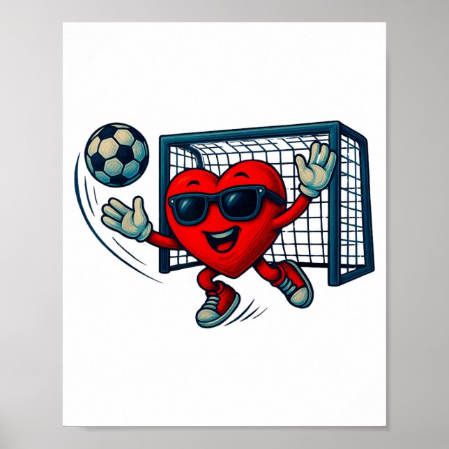 Poster Valentines Day Soccer Goalkeeper Funny Heart Boys  (Devant)