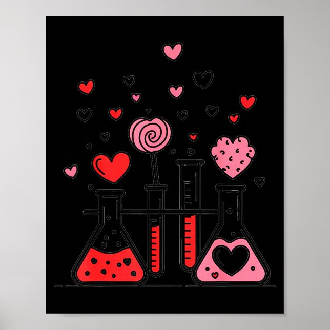 Poster Valentines Day Vibes Science Teacher 100 Days Of S (Devant)
