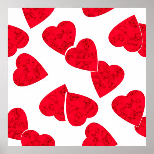 Poster Valentines invisibles Jour coeur rouge blanc motif