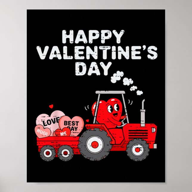 Poster Valentines Jour Coeur Dans Tracteur Drôle Ferme Dr (Devant)