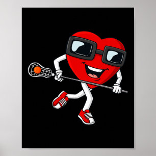 Poster Valentines Jour Coeur Tenir Lacrosse Stick Garçons