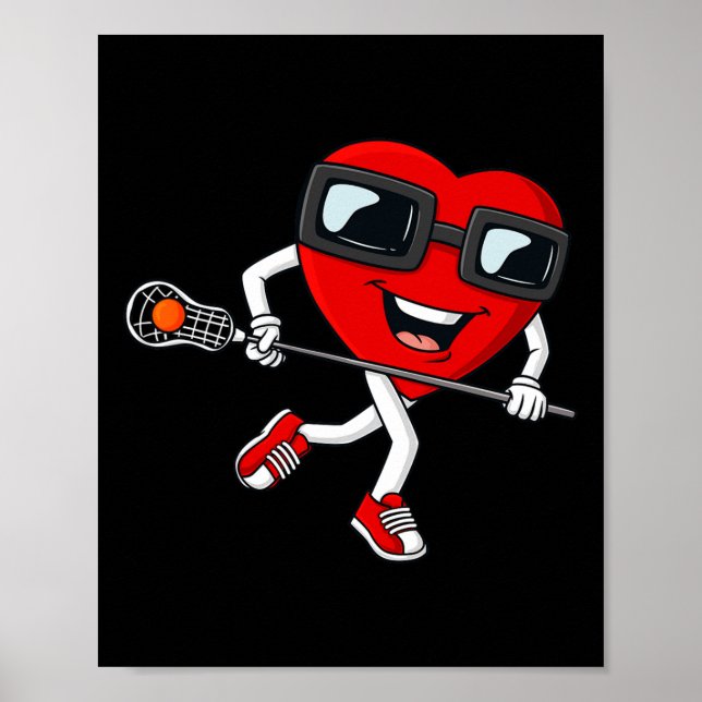 Poster Valentines Jour Coeur Tenir Lacrosse Stick Garçons (Devant)