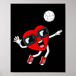Poster Valentines Jour Coeur Volleyball Amusants Garçons