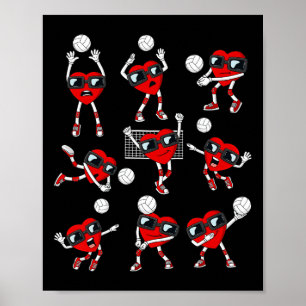 Poster Valentines Jour Coeur Volleyball Joueur Fun Boys G