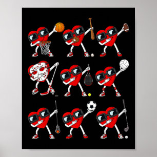 Poster Valentines Jour Dabbing Coeurs Sports Joueur Dab B