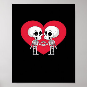 Poster Valentines Jour Drôle Skeleton Coeur main