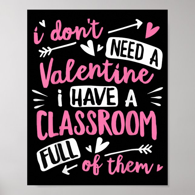 Poster Valentines Jour Enseignant Funny Classe École Vale (Devant)