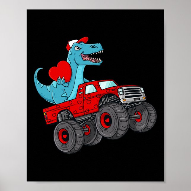 Poster Valentines Jour T Rex équitation Monster Truck Tod (Devant)