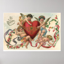 Valentines victoriennes vintages, Cherubs Angels C