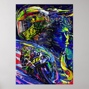 Poster valentino rossi, légende moto gp, le docteur 46,