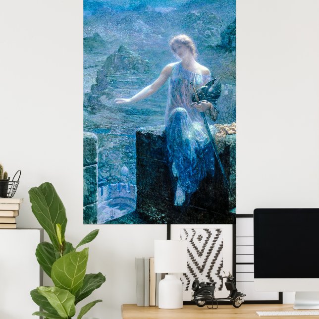Poster Valkyrie en robe bleue avec Armure (Bureau à domicile)