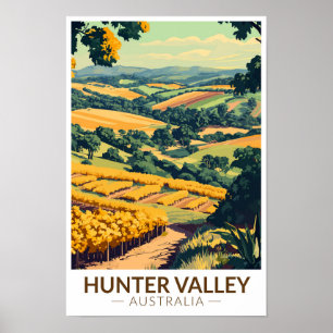 Poster Vallée de Hunter Australie Illustration Art de voy
