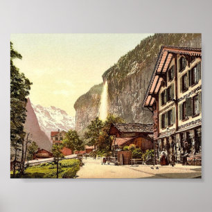 Poster Vallée de Lauterbrunnen, vue de rue avec Staubbach