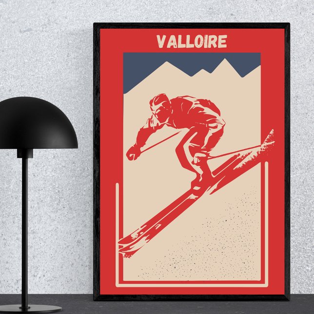 Poster Valloire, Haute Maurienne, Savoie France Retro Ski (Créateur téléchargé)