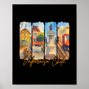 Poster Valparaiso Chili Voyage Séjour Pinceau Souvenir 