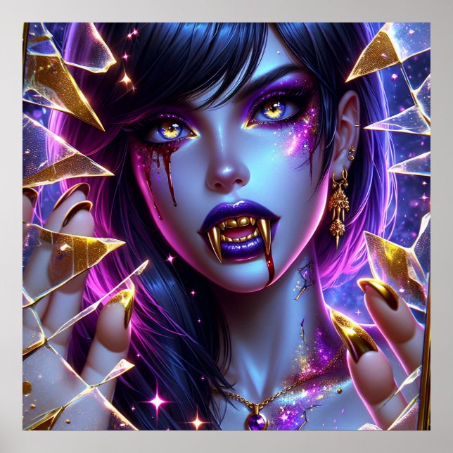 Poster Vampire avec Gold Fangs Ai Art (Devant)
