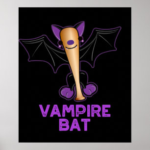 Poster Vampire Bat Funny Baseball Pun Dark BG