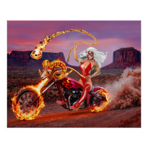 Poster Vampire Biker Babe – Rebelle gothique de minuit