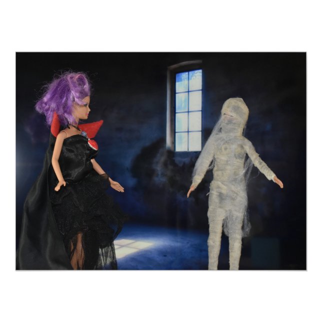 Poster Vampire et maman à la chasse. Halloween (Devant)