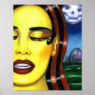 Poster Vampire Femme Markers Dessin Horreur Art original