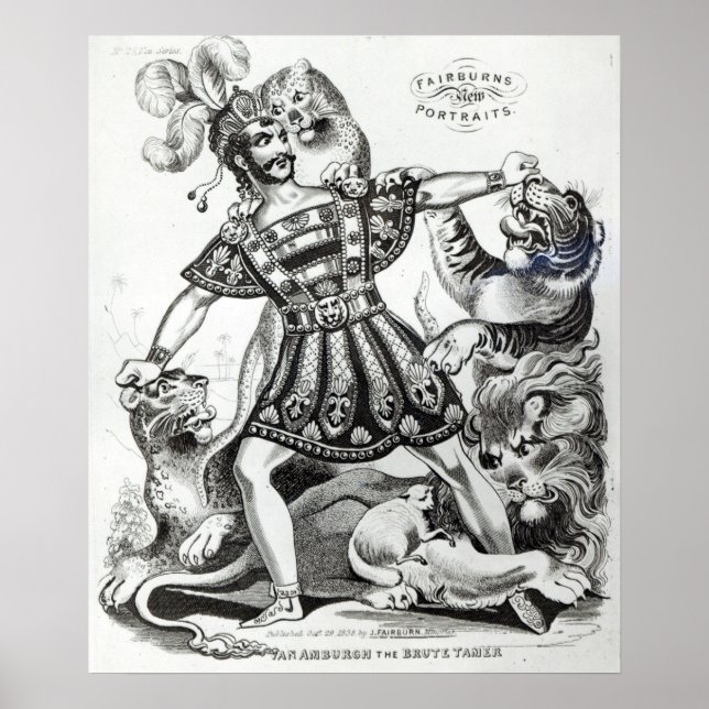 Poster Van Amburgh le Brute Tamer, 1838 (Devant)