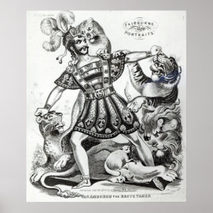 Poster Van Amburgh le plus docile brutal, 1838