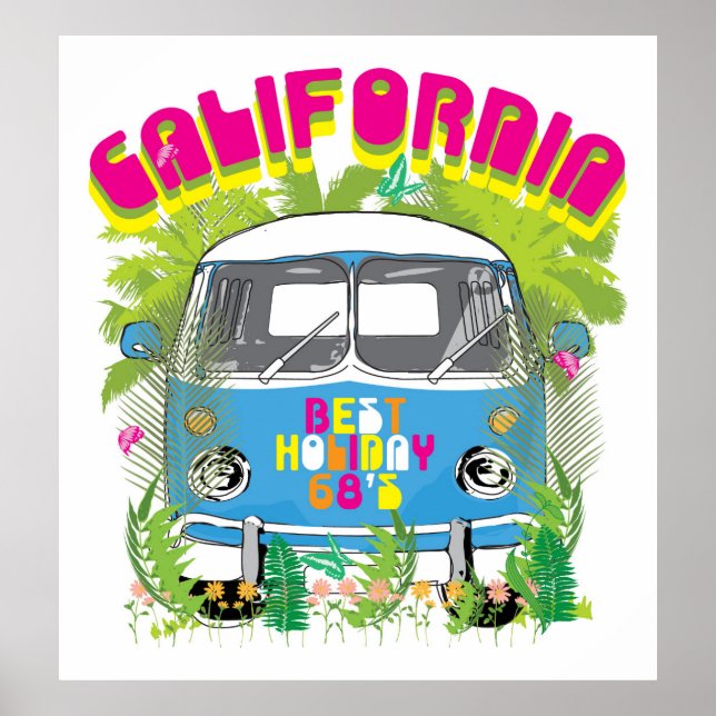 Poster Van California Surfing (Devant)