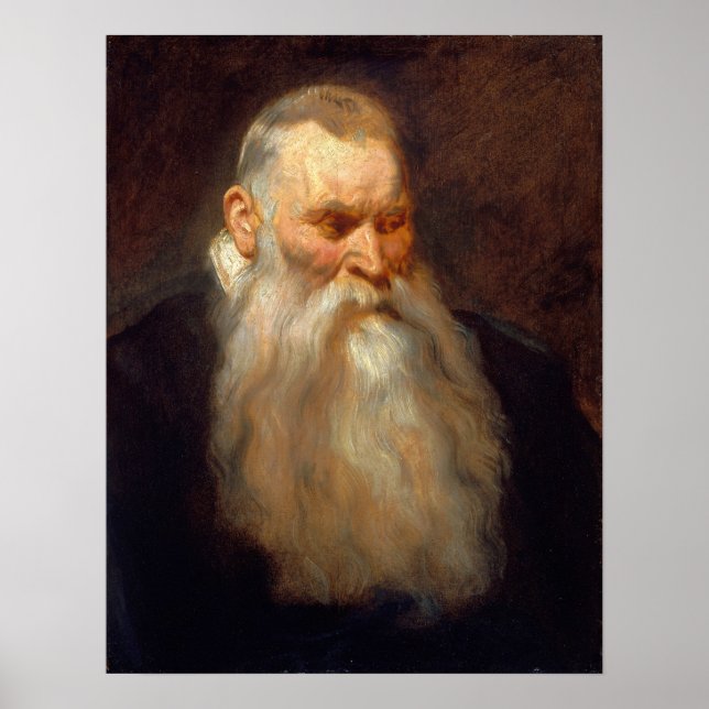 Poster Van Dyck - Chef D'Étude Du Vieux Homme À La Barbe  (Devant)