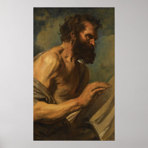 Poster Van Dyck - Étude d'un homme barbu avec les mains l