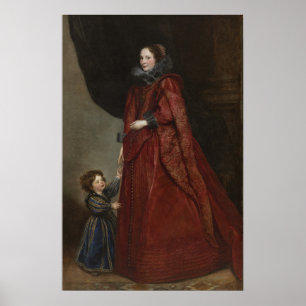 Poster Van Dyck - Portrait D'Une Femme Et D'Un Enfant