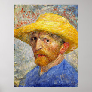 Poster Van Gogh Autoportrait avec Casquette de paille