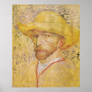 Poster van Gogh - Autoportrait avec Casquette de paille (