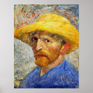 Poster Van Gogh - Autoportrait Avec Casquette De Paille 1