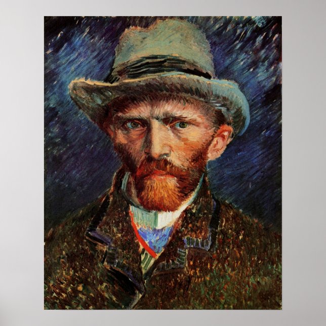 Poster Van Gogh ; Autoportrait avec Casquette Grey Felt (Devant)