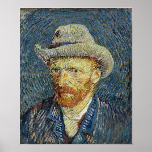 Poster Van Gogh - Autoportrait Avec Casquette Gris (Devant)