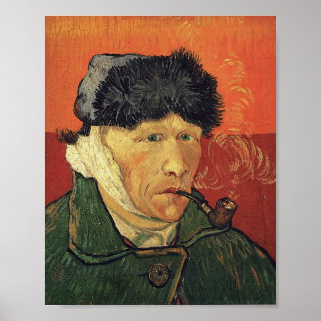 Poster Van Gogh - Autoportrait avec oreille nue (Devant)